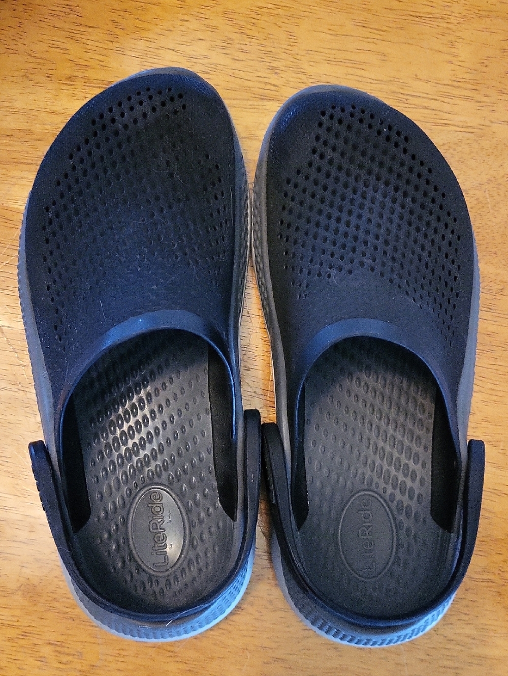 Crocs LiteRide Black and Grey Slip-On Clogs